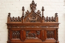Gothic style 3 Pc walnut monumental Gothic bedroom in Walnut, France 19th century