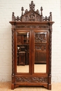Gothic style 3 Pc walnut monumental Gothic bedroom in Walnut, France 19th century