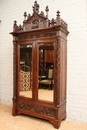 Gothic style 3 Pc walnut monumental Gothic bedroom in Walnut, France 19th century