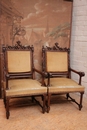 Gothic style Arm chairs and chairs in Walnut, France 19th century