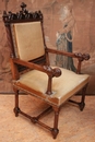 Gothic style Arm chairs and chairs in Walnut, France 19th century