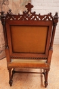 Gothic style Arm chairs and chairs in Walnut, France 19th century