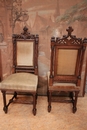 Gothic style Arm chairs and chairs in Walnut, France 19th century