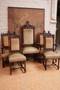 Gothic style Arm chairs and chairs in Walnut, France 19th century