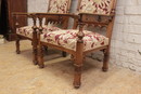 Gothic style Arm chairs in Walnut, France 19th century