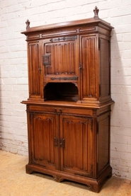 Gothic cabinet in walnut signed BELLANGER PARIS