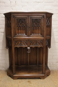 Gothic Cabinet in walnut signed Lerolle Paris