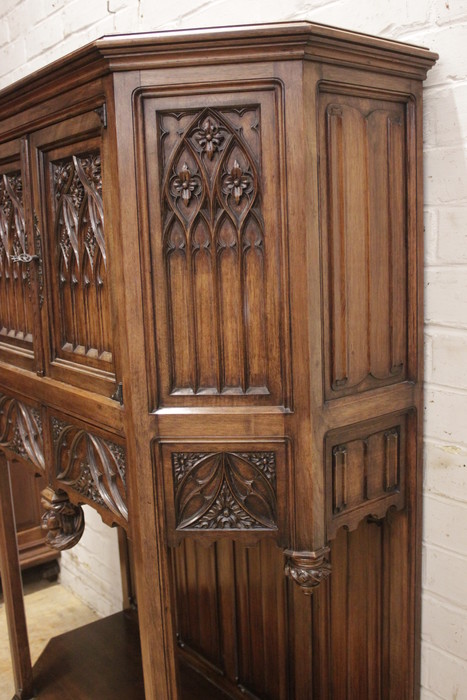 Gothic Cabinet in walnut signed Lerolle Paris