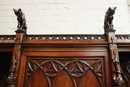 Gothic style Cabinet with cats in Walnut, France 19th century