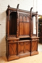 Gothic style Cabinet with cats in Walnut, France 19th century