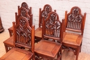 Gothic style Chairs in Oak, France 19th century