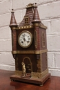 Gothic style Clock in Walnut and bronze, France 19th century