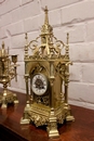 Gothic style Clock set in Bronze, France 19th century