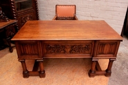 Gothic desk and arm chair in walnut