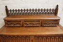 Gothic style Desk and two chairs in Oak, France 19th century