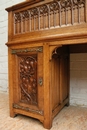 Gothic style Desk and two chairs in Oak, France 19th century