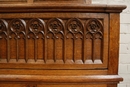 Gothic style Desk and two chairs in Oak, France 19th century