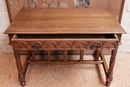 Gothic style desk table in Walnut, France 19th century