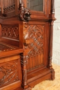 Gothic style Exceptional 10pc monumental gothic walnut office set in Walnut, France 19th century