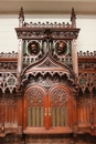 Gothic style Exceptional 10pc monumental gothic walnut office set in Walnut, France 19th century