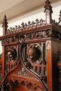 Gothic style Exceptional 10pc monumental gothic walnut office set in Walnut, France 19th century