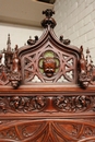 Gothic style Exceptional 10pc monumental gothic walnut office set in Walnut, France 19th century