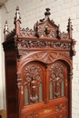 Gothic style Exceptional 10pc monumental gothic walnut office set in Walnut, France 19th century