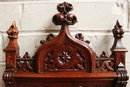 Gothic style Exceptional 10pc monumental gothic walnut office set in Walnut, France 19th century