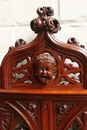 Gothic style Exceptional 10pc monumental gothic walnut office set in Walnut, France 19th century