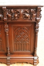 Gothic style Exceptional 10pc monumental gothic walnut office set in Walnut, France 19th century