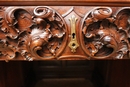 Gothic style Exceptional 10pc monumental gothic walnut office set in Walnut, France 19th century