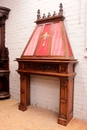 Gothic style Fire mantle in Walnut, France 19th century