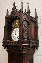 Gothic style Grandfather clock in walnut and oak, France 19th century