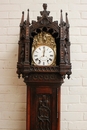 Gothic style Grandfather clock in walnut and oak, France 19th century