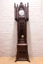 Gothic style Grandfather clock in Oak, France 19th century