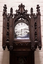 Gothic style Grandfather clock in Oak, France 19th century