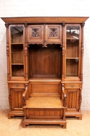 Gothic Hall bench display in walnut