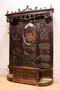 Gothic style Hall bench in Oak, France 1900