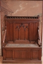 Gothic style Hall bench in Oak, France 19th century