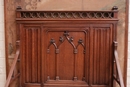 Gothic style Hall bench in Oak, France 19th century