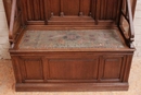 Gothic style Hall bench in Oak, France 19th century