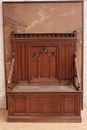 Gothic style Hall bench in Oak, France 19th century