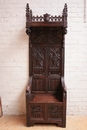 Gothic style Hall bench in Oak, France 19th century