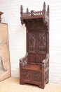 Gothic style Hall bench in Oak, France 19th century