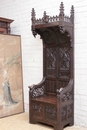 Gothic style Hall bench in Oak, France 19th century