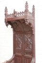 Gothic style Hall bench in Oak, France 19th century