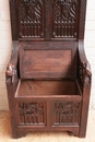 Gothic style Hall bench in Oak, France 19th century