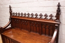 Gothic style Hall bench in Oak, France 19th century