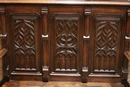 Gothic style Hall bench in Oak, France 19th century