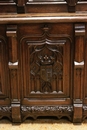 Gothic style Hall bench in Oak, France 19th century
